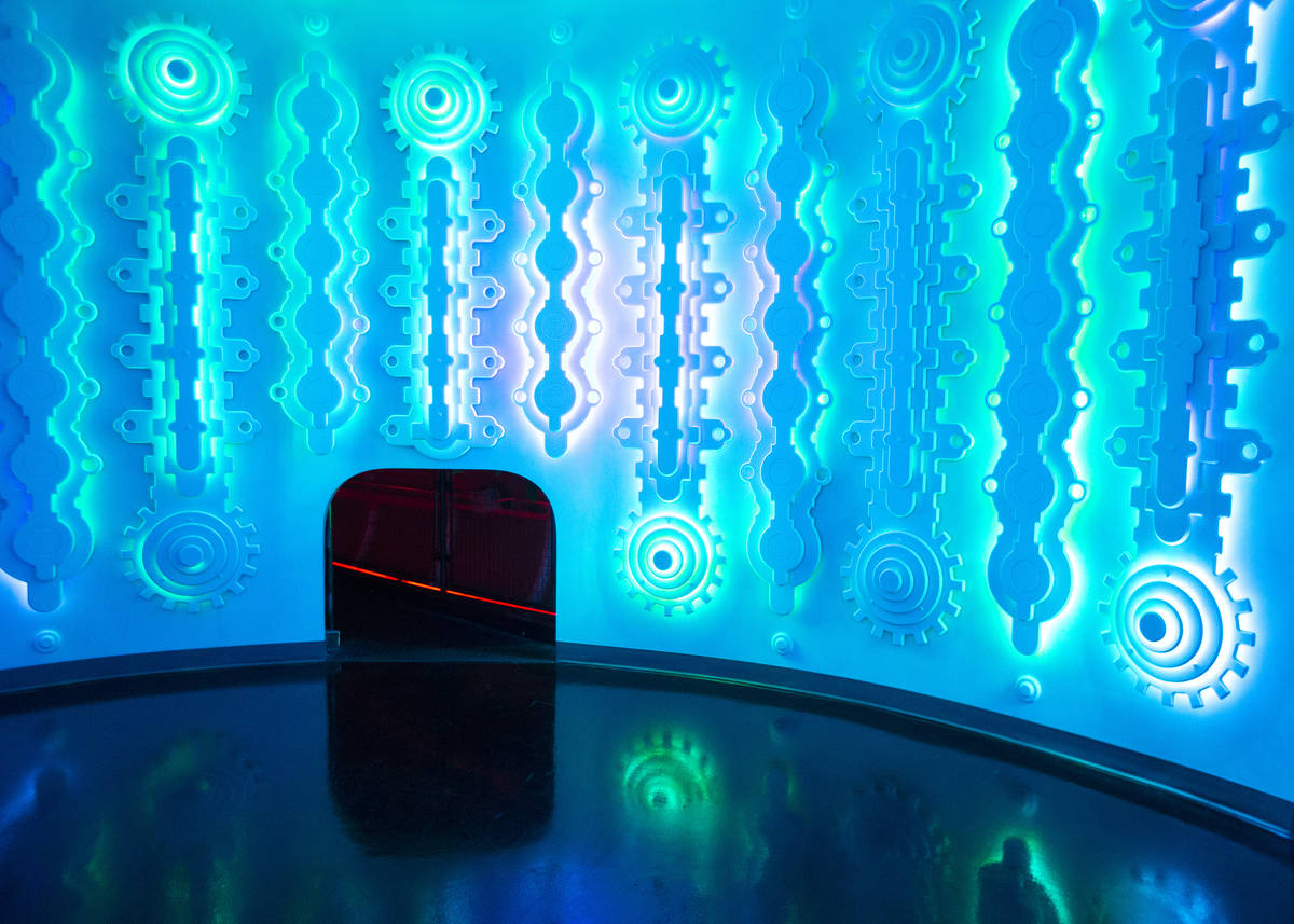 A small tunnel leads into "Juke Temple," an immersive room of light and sound based o ...