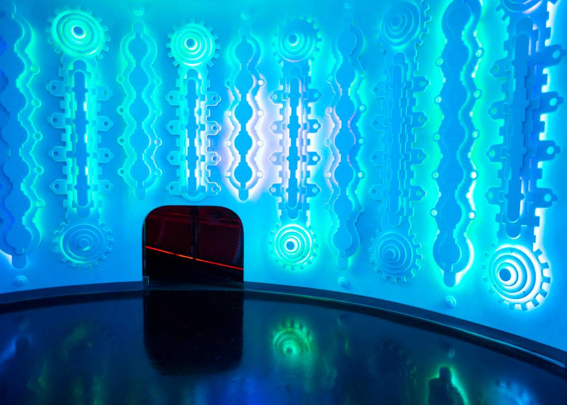 A small tunnel leads into "Juke Temple," an immersive room of light and sound based o ...