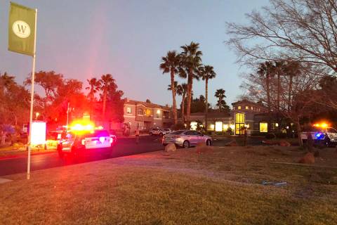 Las Vegas police are investigating a homicide Tuesday, Feb. 17, 2021, at The Clubs at Rhodes Ra ...