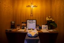 A view near the lobby at Clark County Funeral Services in Las Vegas on Jan. 22, 2021. (Chase St ...