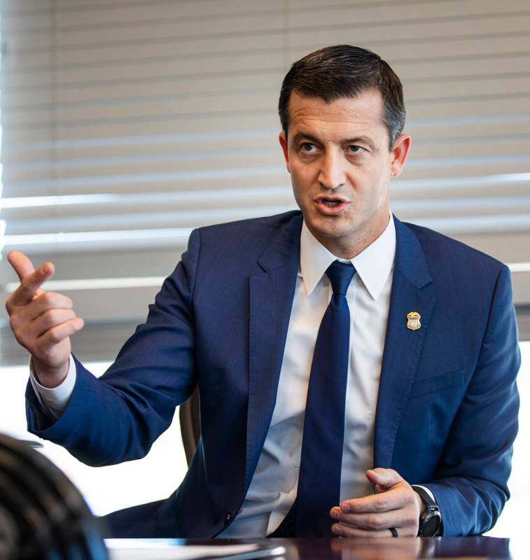 Nevada U.S. Attorney Nicholas Trutanich speaks to the Review-Journal at his office in Las Vegas ...