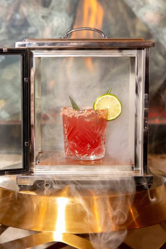 The Mojave Margarita at the Casbar Lounge, in its smoking chamber. (Sahara)