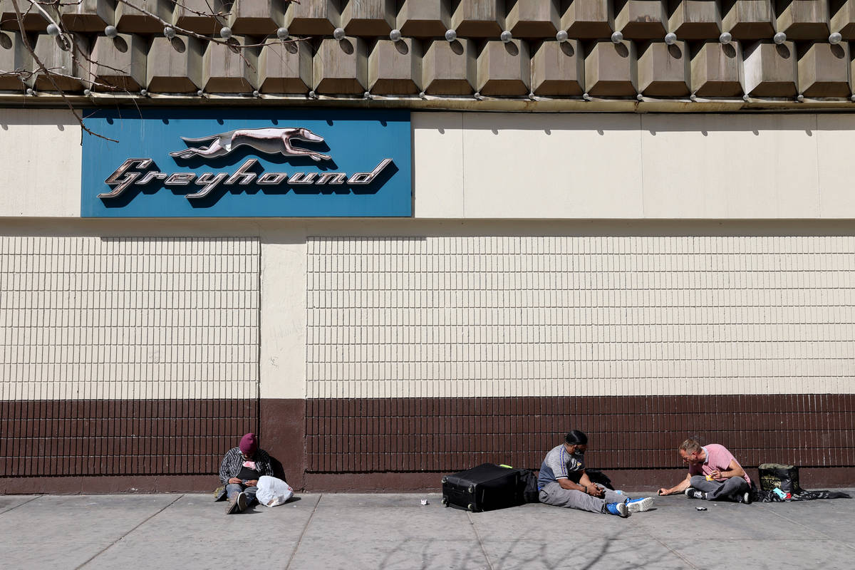 Greyhound bus terminal on Main Street in downtown Las Vegas on its final day of operation Tuesd ...