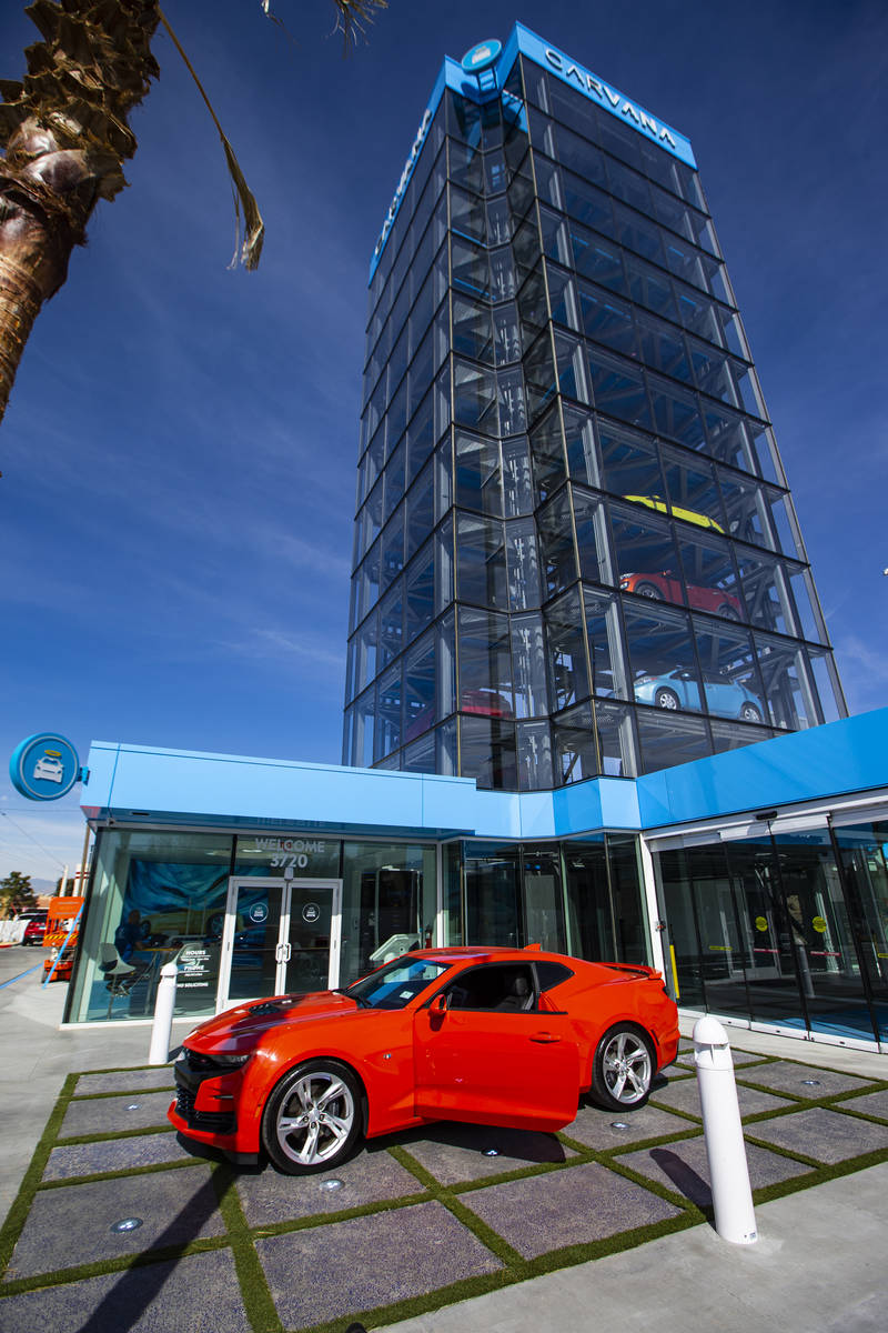 A 2019 Chevrolet Camaro SS is seen after being dispensed at Carvana, a fully-automated, coin-op ...