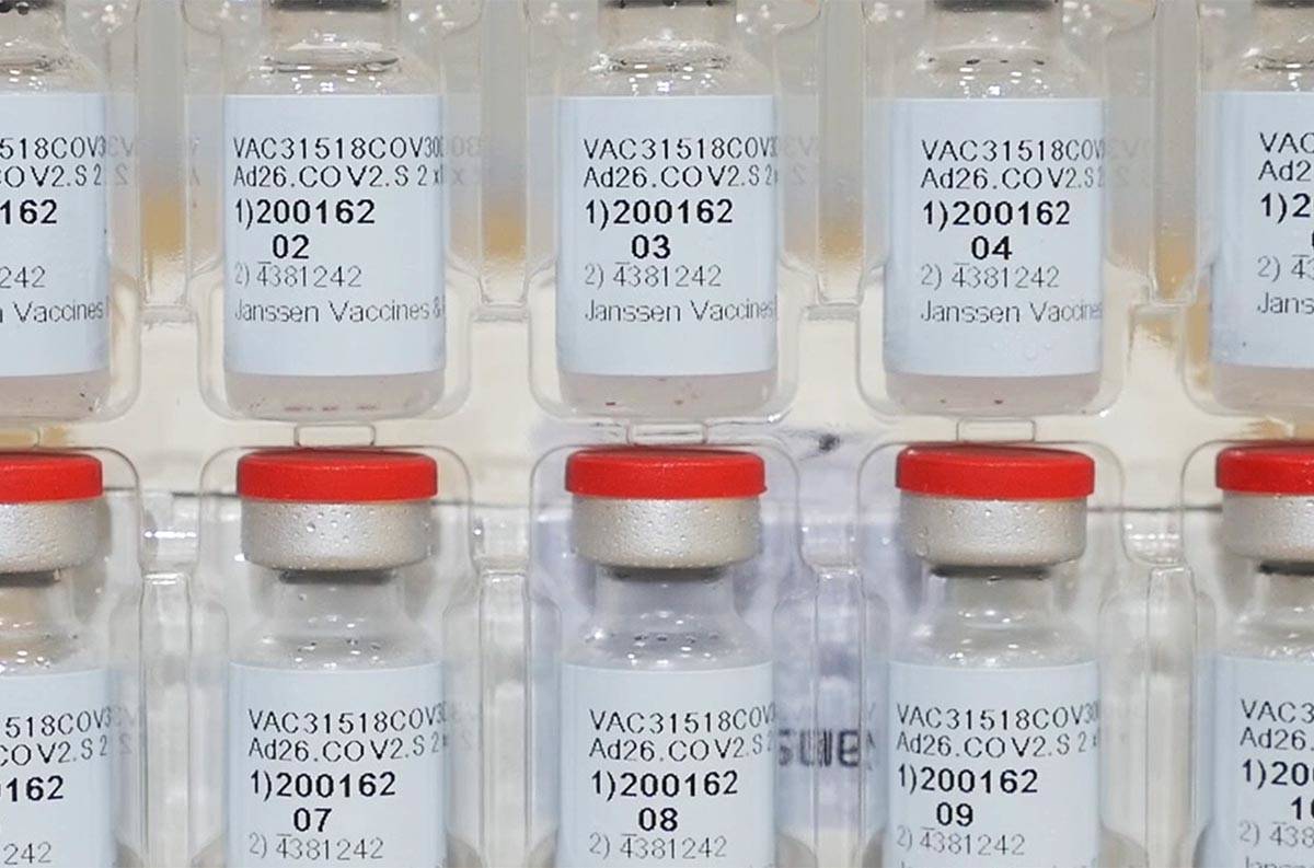 As Dec. 2, 2020, photo provided by Johnson & Johnson shows vials of the Janssen COVID-19 vaccin ...