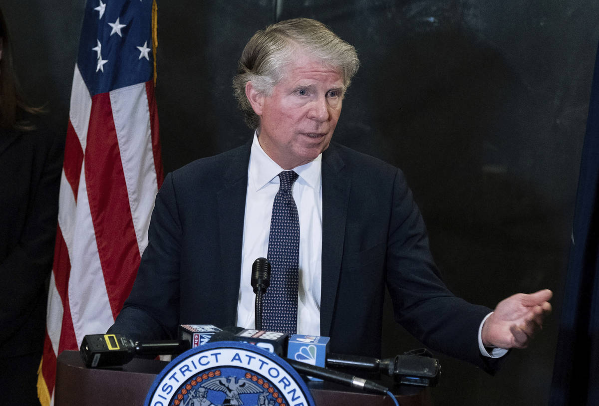In this Feb. 24, 2020, file photo, Manhattan District Attorney Cyrus Vance Jr., speaks at a new ...