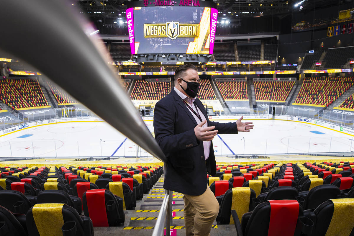 Chris Engler, executive director of arena operations, discusses new features at T-Mobile Arena ...