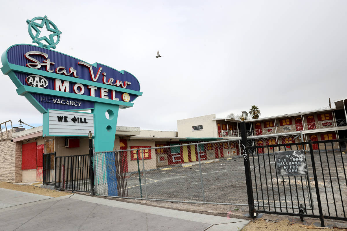 A closed hotel at 1216 E. Fremont St. in downtown Las Vegas owned by Tony Hsieh photographed Th ...