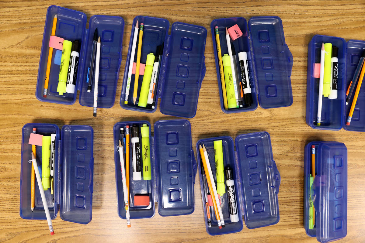 Individual student supplies in the classroom of Dearing Elementary School second grade teacher ...