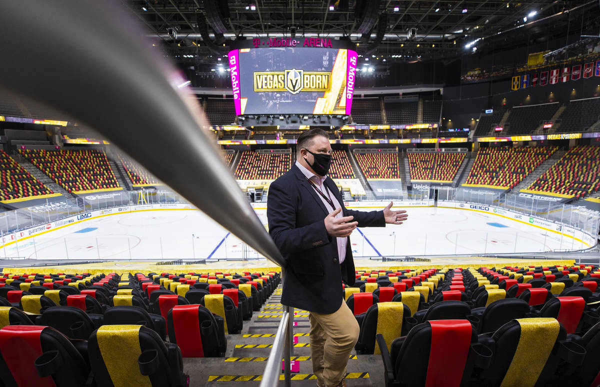 Chris Engler, executive director of arena operations, discusses new features at T-Mobile Arena ...