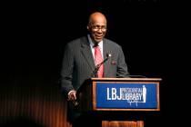 In this April 9, 2014, file photo, civil rights activist Vernon Jordan introduces former Presid ...