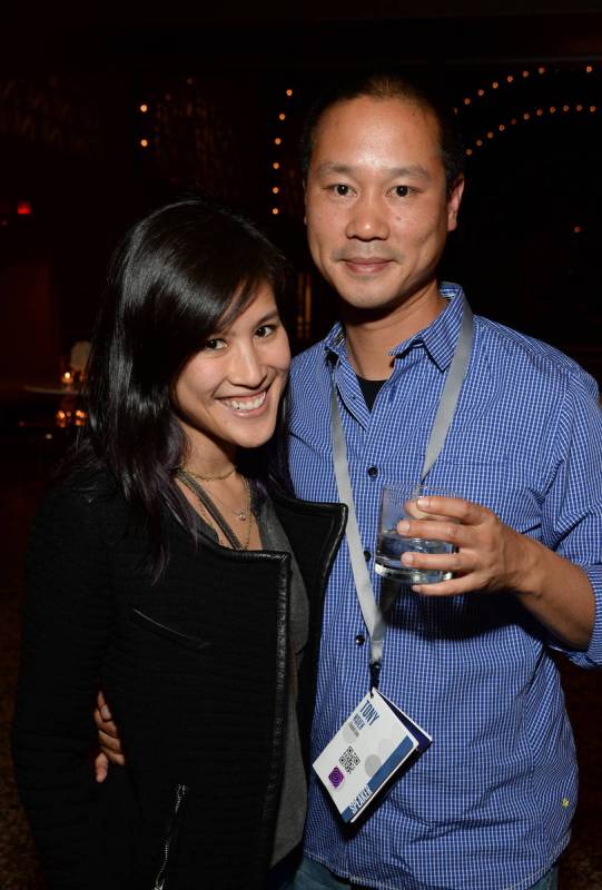Mimi Pham and Zappos.com CEO Tony Hsieh attend the Vanity Fair New Establishment Summit Cocktai ...