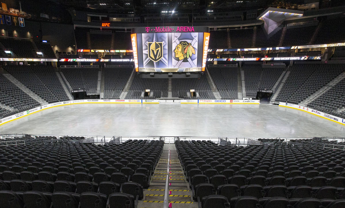 T-Mobile Arena is empty on Sunday, Aug. 16, 2020, in Las Vegas. (Ellen Schmidt/Las Vegas Review ...