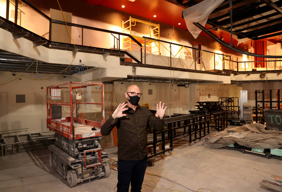 Production Manager Don Gilmore shows the Magic Mike Live Theater under construction at Sahara L ...