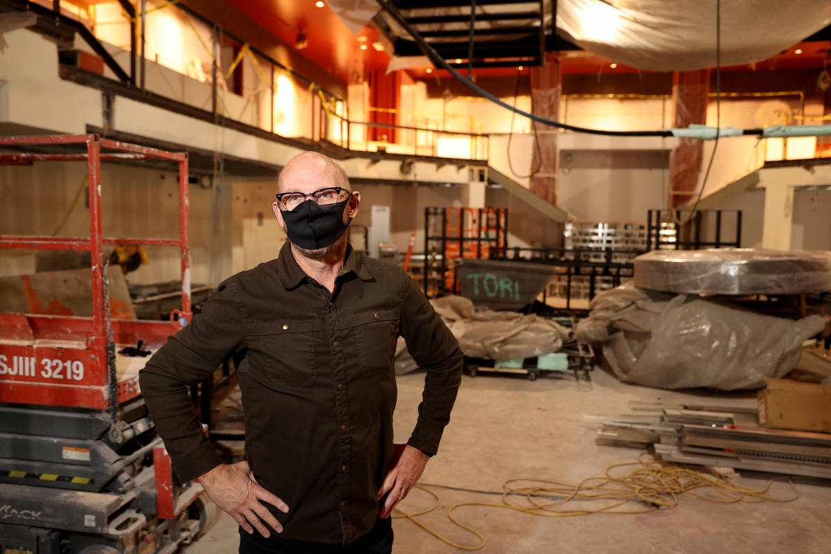 Production Manager Don Gilmore shows the Magic Mike Live Theater under construction at Sahara L ...
