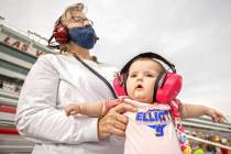 Gracelynne Pinder, right, 5 months, and grandmother Lisa Pinder, from Pahrump, Nev., enjoy the ...