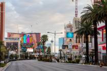 A quiet morning on the Las Vegas Strip on Wednesday, March 18, 2020. (Elizabeth Page Brumley/La ...