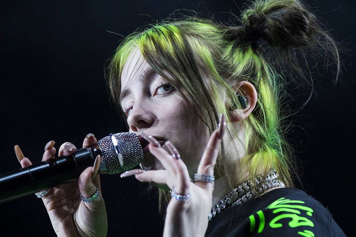 Billie Eilish performs at the downtown stage during the first day of the Life is Beautiful fest ...