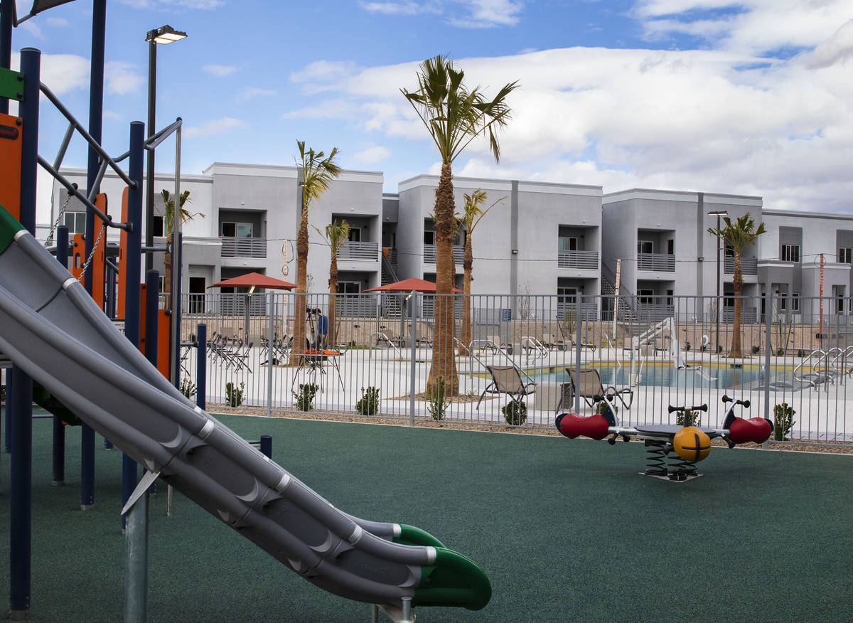 A playground is seen at Showboat Park apartment complex, on Wednesday, March, 10, 2021. (Bizuay ...