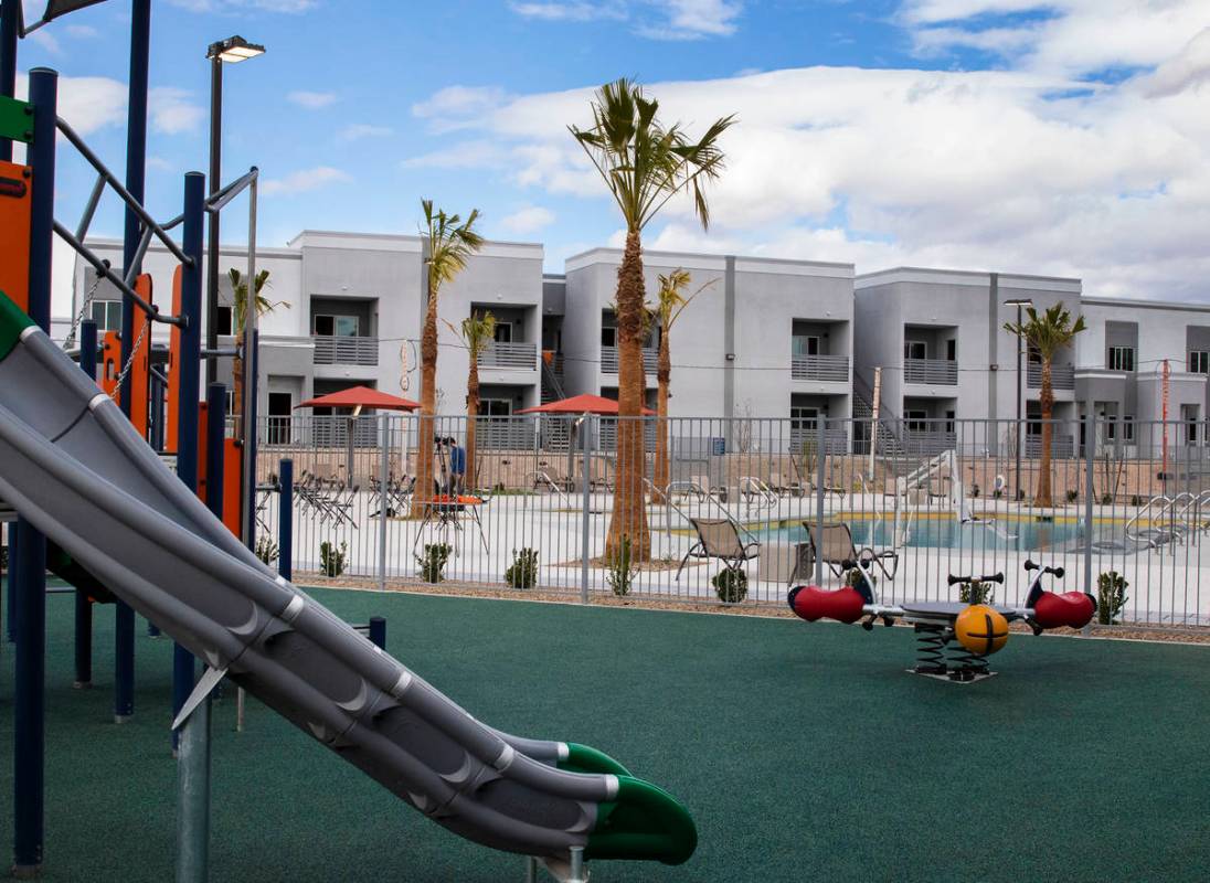 A playground is seen at Showboat Park apartment complex, on Wednesday, March, 10, 2021. (Bizuay ...
