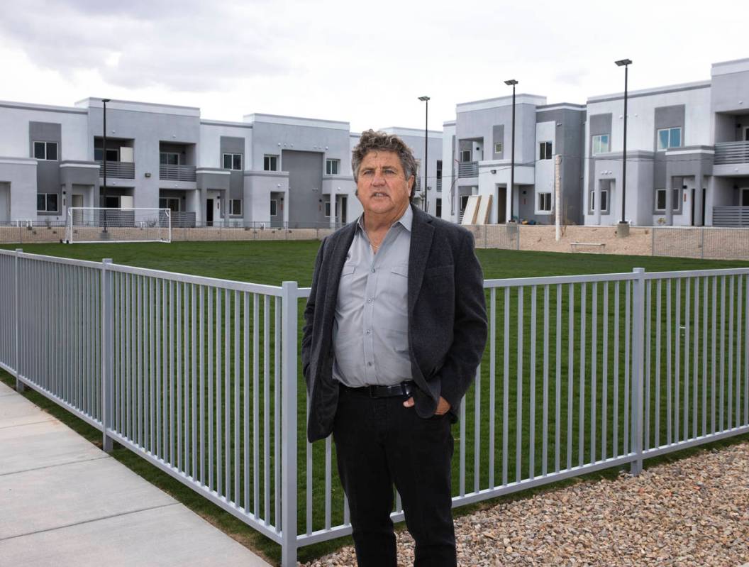 Chi Chi Bengochea, developer of the Showboat Park apartment complex, poses for a photo after a ...