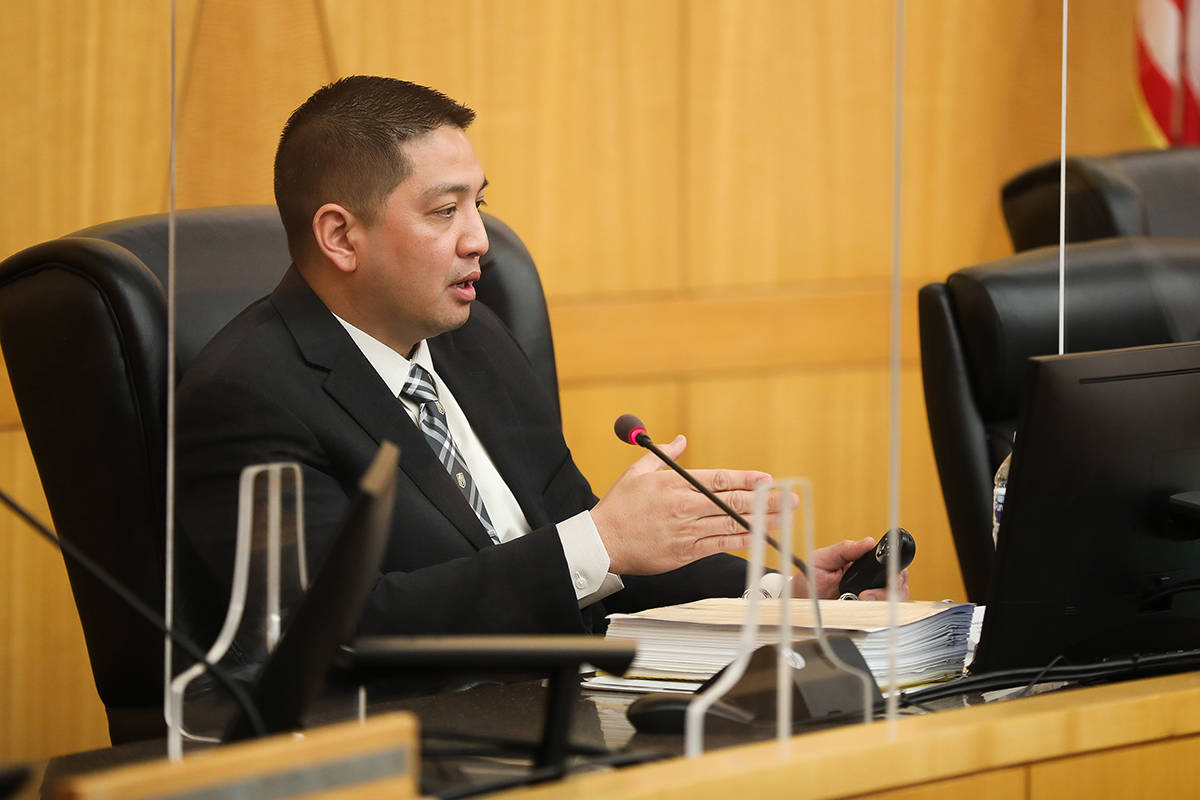 Metropolitan Police Detective Scott Mendoza speaks at a fact find review for the officer-involv ...