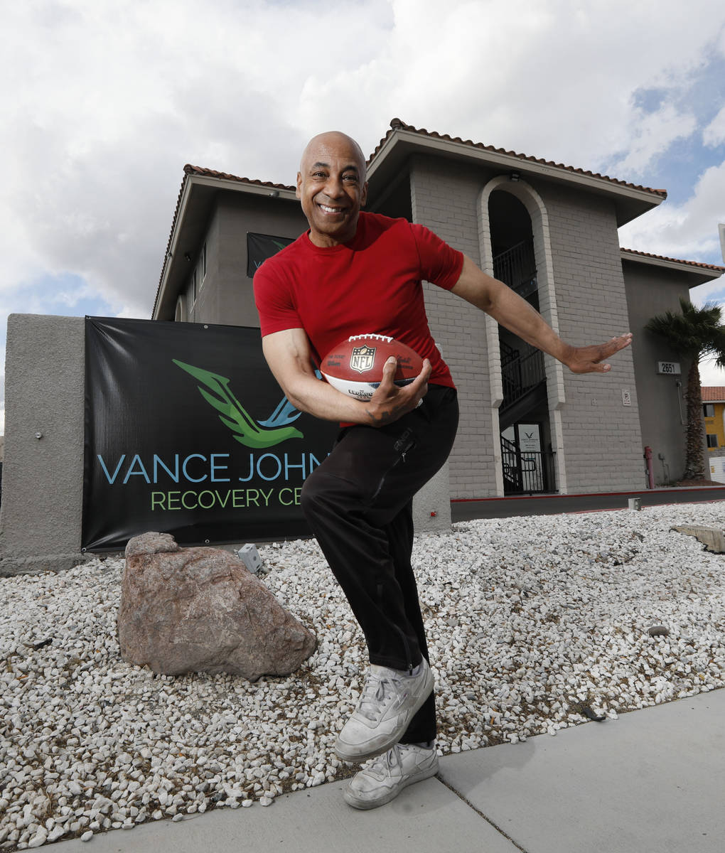 Recovery Ambassador Vance Johnson, a former wide-receiver for the Denver Broncos, poses for a p ...