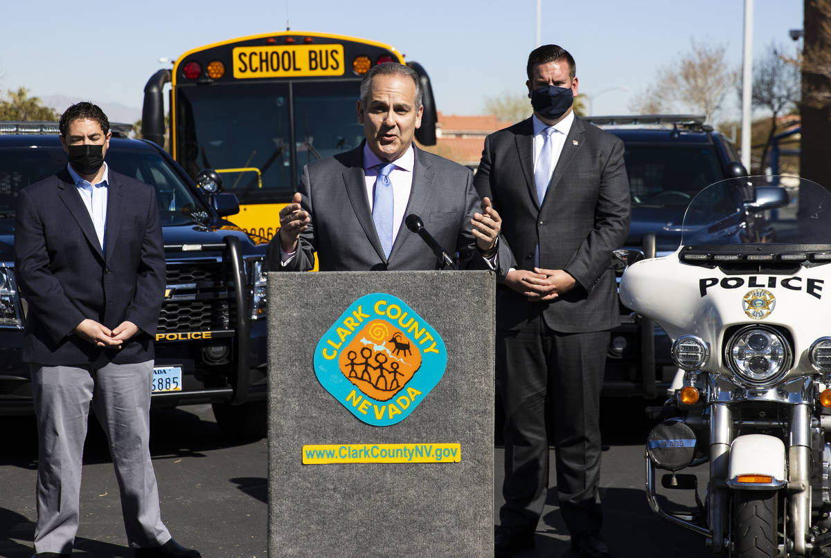 Clark County School District Superintendent Jesus Jara, speaks at a news conference on school z ...