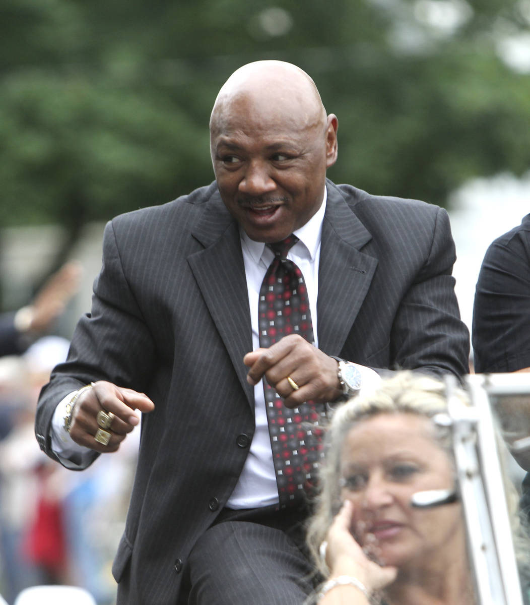 Hall of Famer Marvelous Marvin Hagler at the Boxing Hall of Fame parade in Canastota, N.Y., on ...