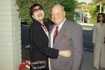 FILE--Don Rickles and his wife Barbara arrive at Our Lady of Malibu church to celebrate Frank a ...