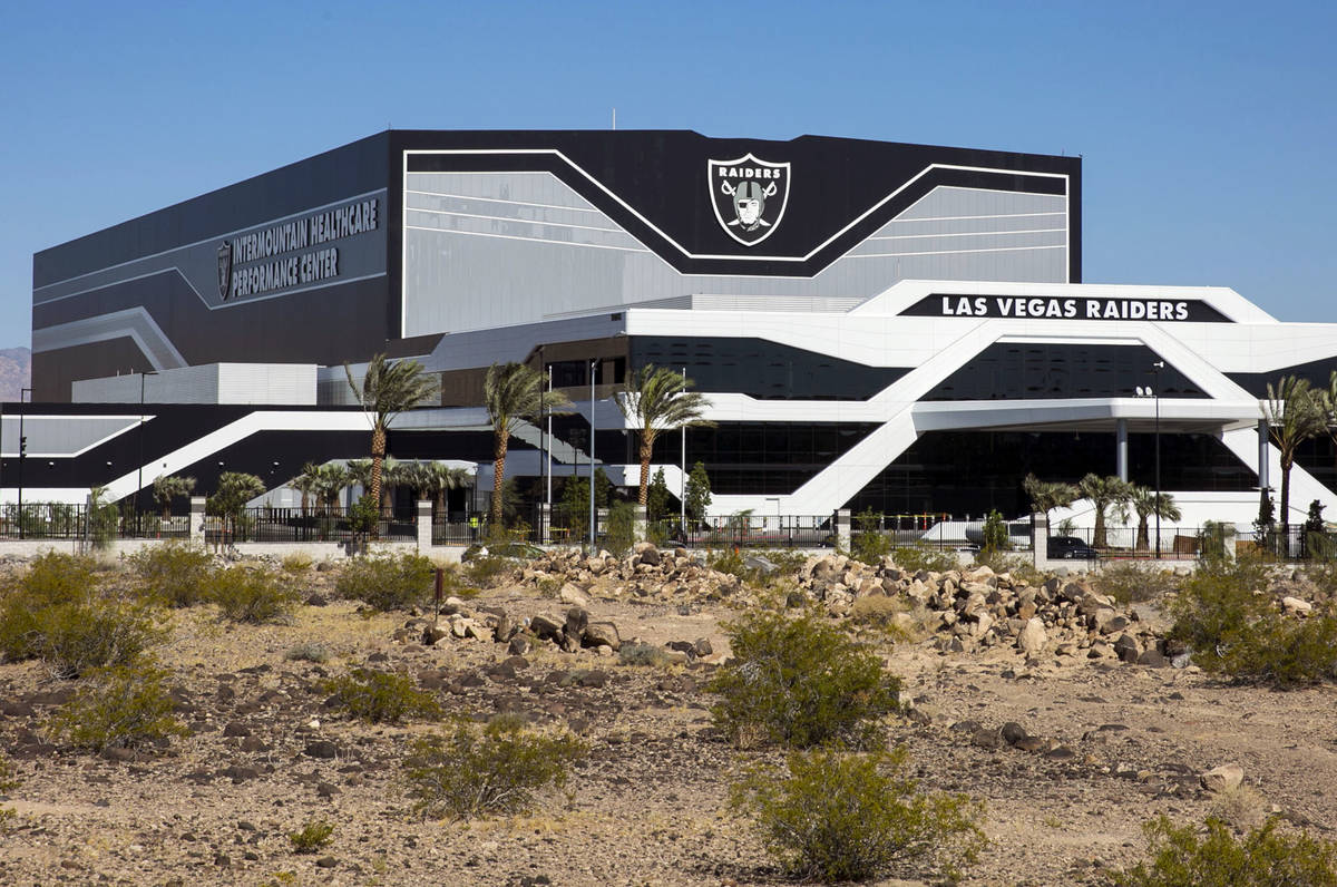 The Las Vegas Raiders headquarters and practice facility photographed on Wednesday, July 8, 202 ...