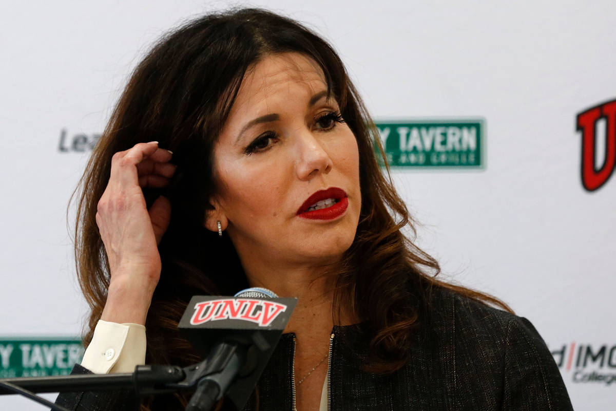 UNLV Director of Athletics Desiree Reed-Francois speaks during a news conference at UNLV in Las ...