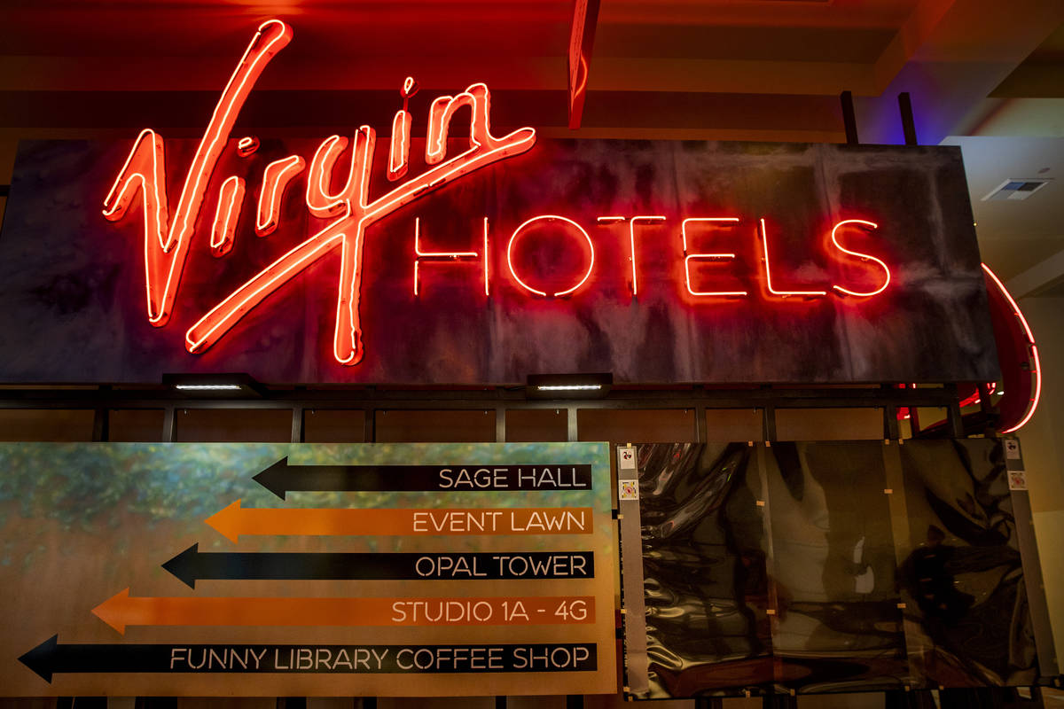 Directional signage within the reimagined and re-conceptualized casino resort Virgin Hotels Las ...