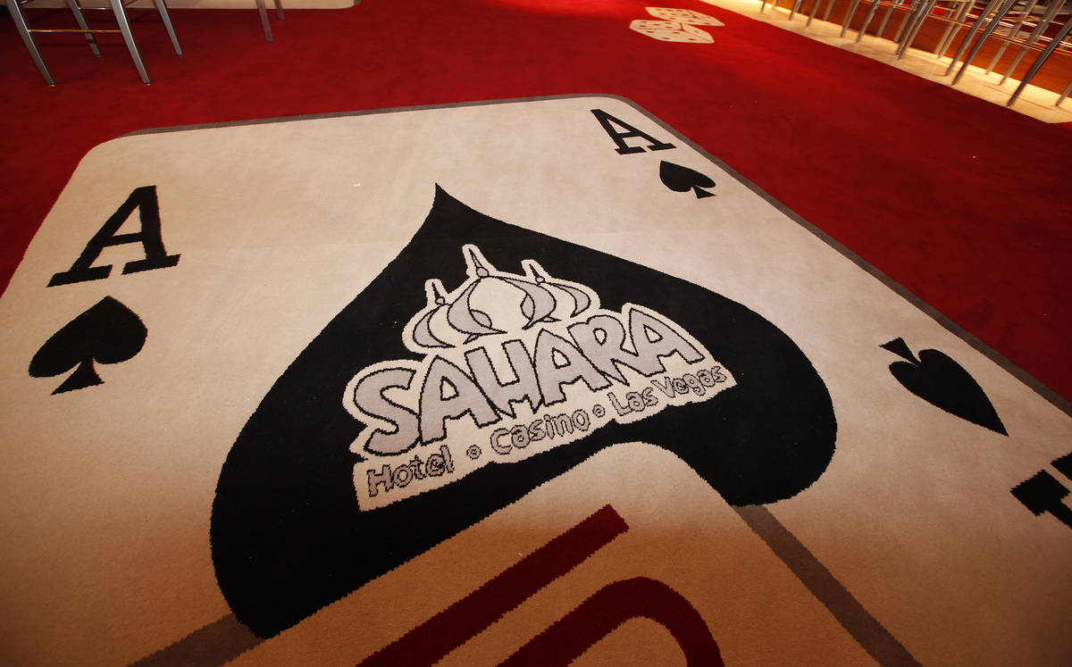 Carpet paying homage to the old Sahara hotel at the SLS in Las Vegas on Thursday, August 7, 201 ...