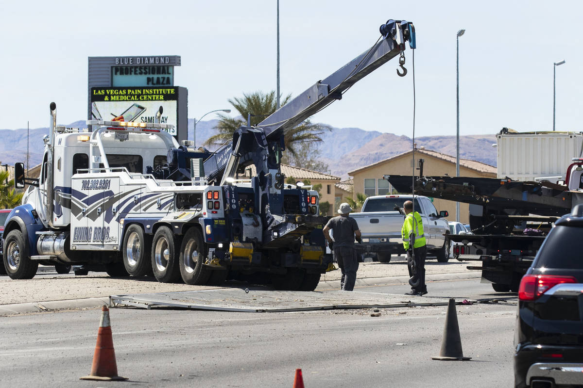 The Nevada Highway Patrol is investigating a rollover crash on Blue Diamond Road and Edmond Str ...