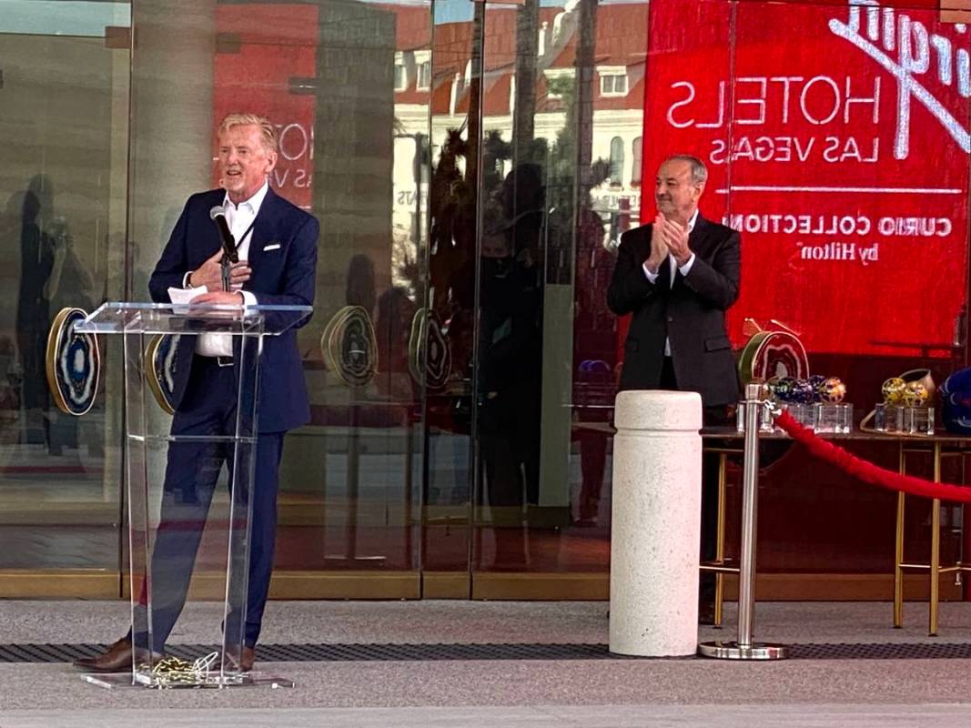Virgin Hotels CEO James Bermingham welcomes guests to Virgin Hotels Las Vegas on Thursday, Marc ...