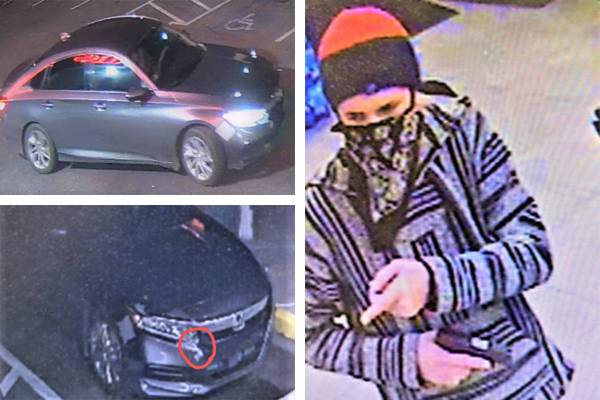 A Honda Accord with some damage might be used by a man connected to several robberies across th ...