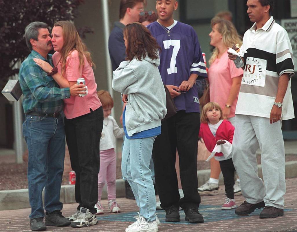 Albertson's employees and their families leave the Friday June 4,1999 counseling session at the ...