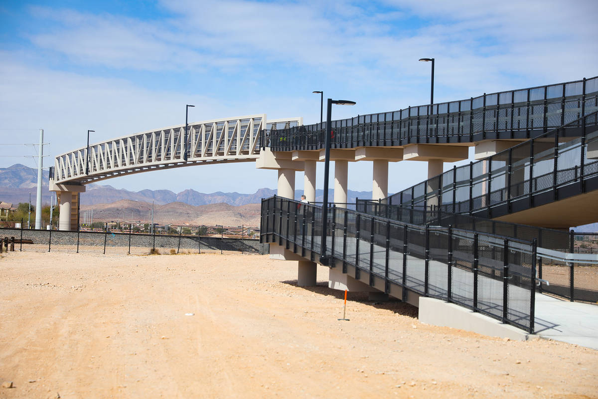 The new pedestrian bridge that connects Desert Oasis High School and the Southern Highlands nei ...