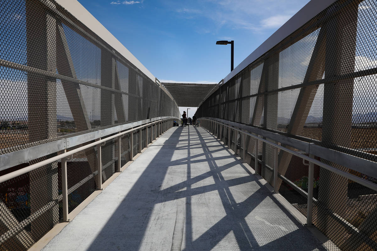 The new pedestrian bridge that connects Desert Oasis High School and the Southern Highlands nei ...
