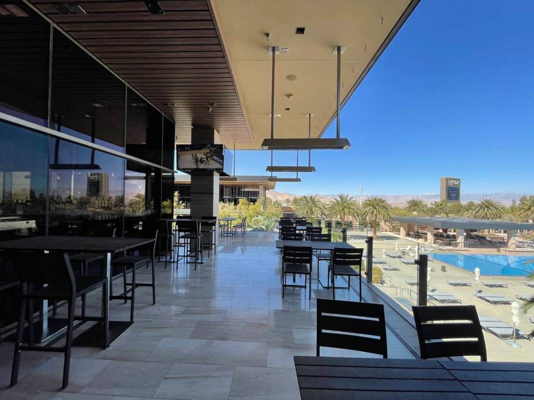 The Raiders Tavern & Grill features a patio area over looking the M Resort's pool area, as seen ...