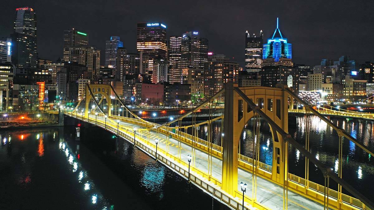 This Nov. 26, 2020 file photo shows the newly refurbished Rachel Carson Bridge over the Alleghe ...