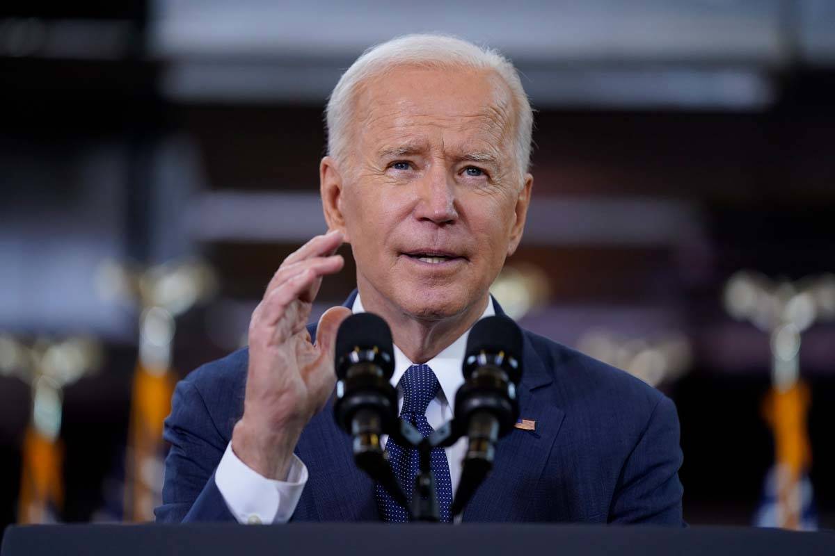 President Joe Biden delivers a speech on infrastructure spending at Carpenters Pittsburgh Train ...