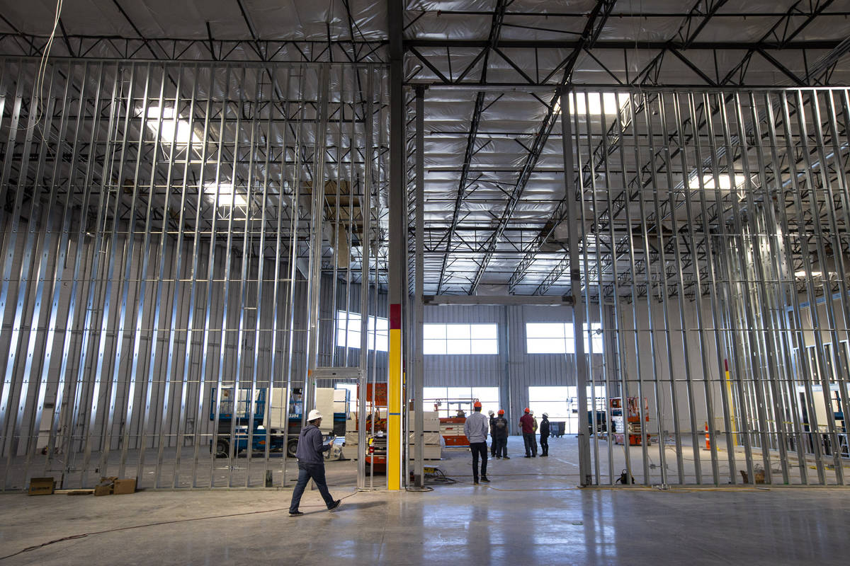Construction continues at the Boxabl manufacturing facility in North Las Vegas on Wednesday, Ma ...