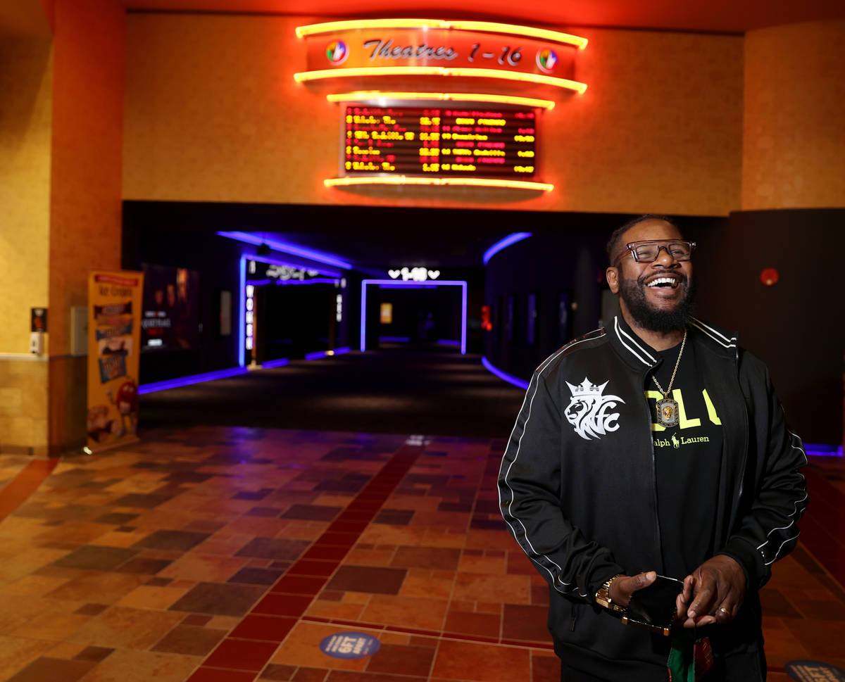 Anthony Wynn of Warner Robins, Ga. is first in line at Regal theaters at Red Rock Resort in Las ...