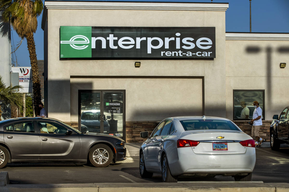 Enterprise Rent-A-Car on West Sahara Avenue on Monday, April 5, 2021. L.E. Baskow/Las Vegas Rev ...