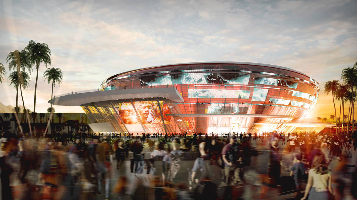 A rendering of the arena that former NBA player Jackie Robinson wants to build on the north Str ...
