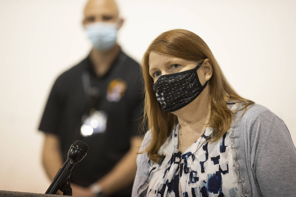 JoAnn Rupiper, chief nurse at the Southern Nevada Health District, speaks during a press confer ...