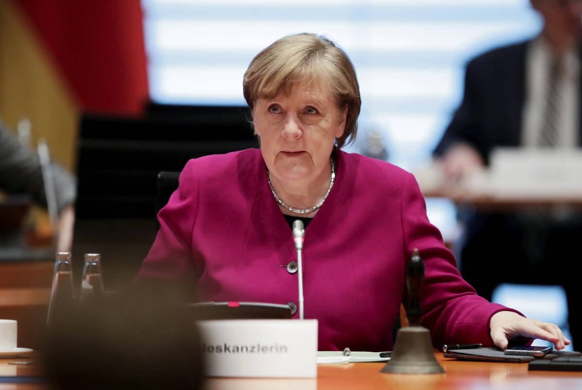German Chancellor Angela Merkel attends the weekly cabinet meeting at the Chancellery in Berlin ...