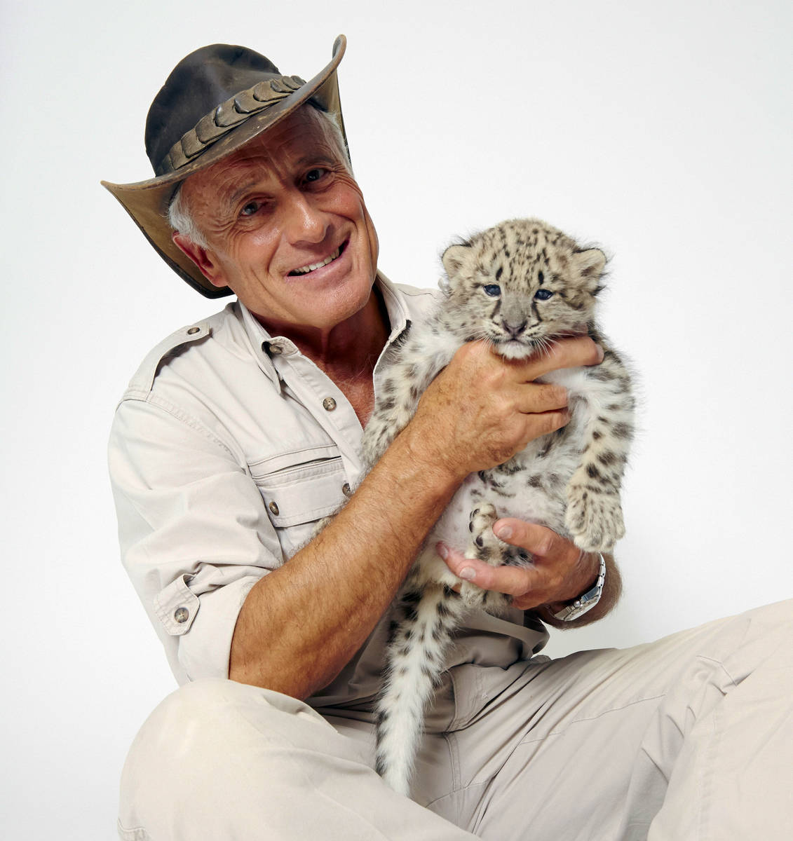 FILE - Wildlife advocate Jack Hanna poses for a portrait with a snow leopard cub in New York on ...